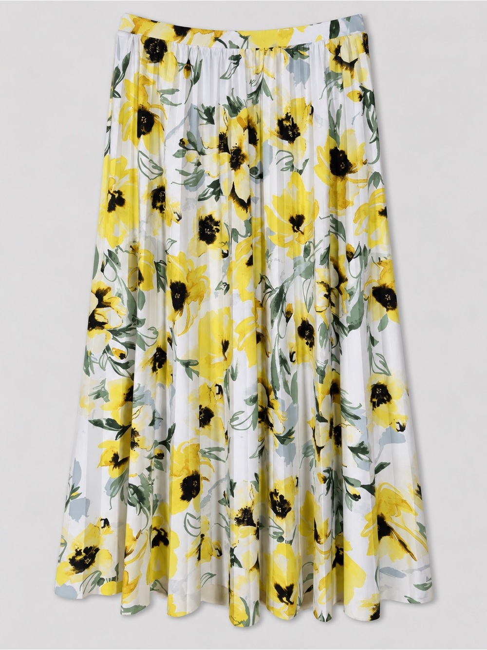 Floral Pleated Floral Maxi Skirt Size 14 Cottagecore Garden Party Sun Flowers